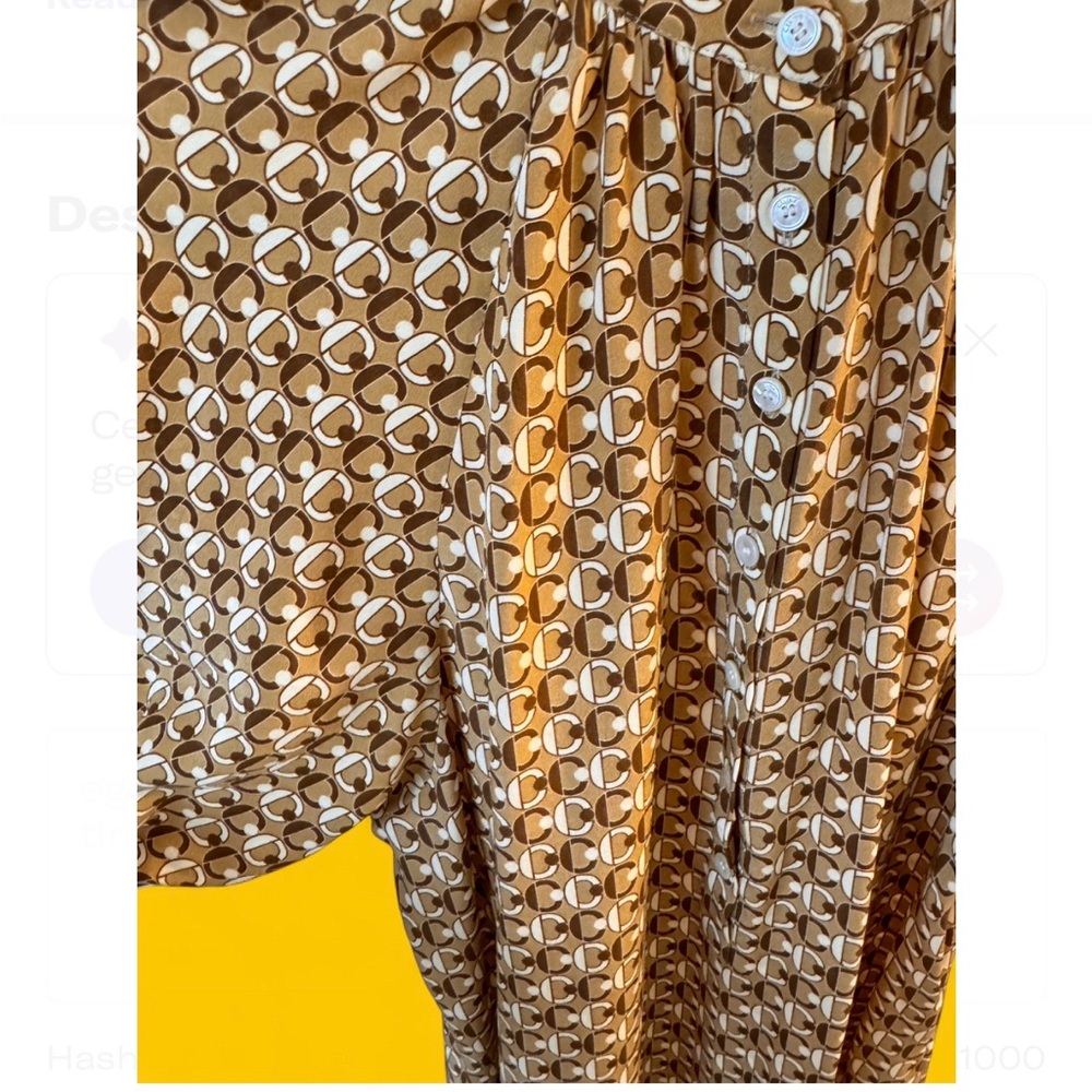 Celine Women's Geometric Silk Maxi Dress - Camel - Picture 4 of 4